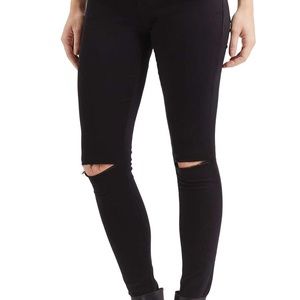Topshop Moto Leigh Black Ripped Skinny Jeans